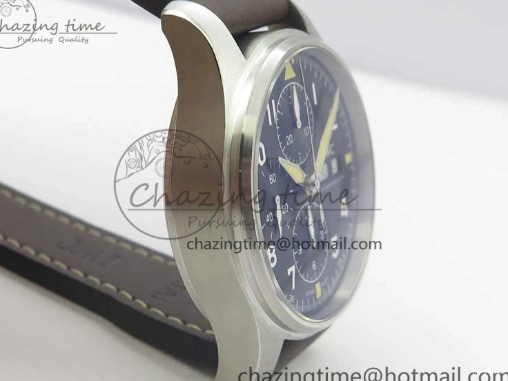 MIROTIME 0514 Pilot Chrono Spitfire IW387903 SS ZF 1:1 Best Edition Black Dial on Brown Leather Strap A OdorResistant 7127